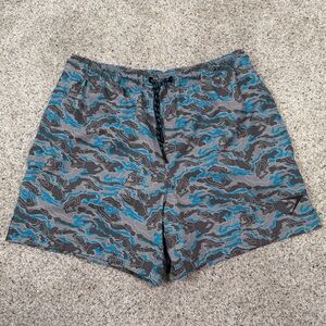 Gymshark Swim Shorts Small Mens Grey Blue Trunks Camo Beach Brief Lined 5"